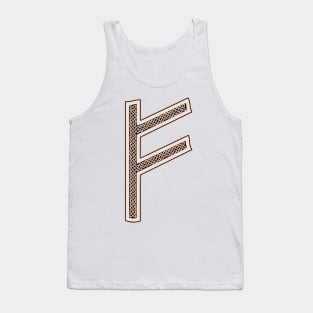 Fehu Rune - Bone and Burnt Wood - Viking / Norse / Saxon Futhark Rune Tank Top